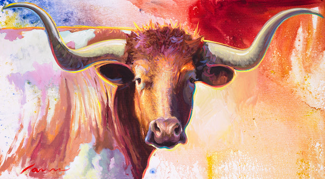 Longhorns and steer painting