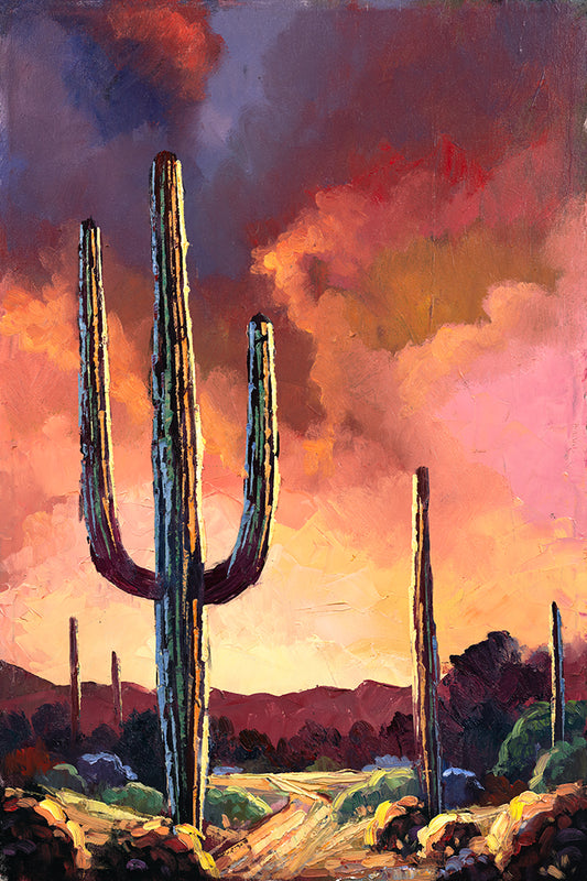 Colorful Cave Creek Desert Landscape Vertical Art For Sale