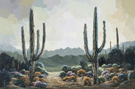 Four Peaks Rio Verde Arizona desert landscape painting with saguaro cacti by Miguel Camarena