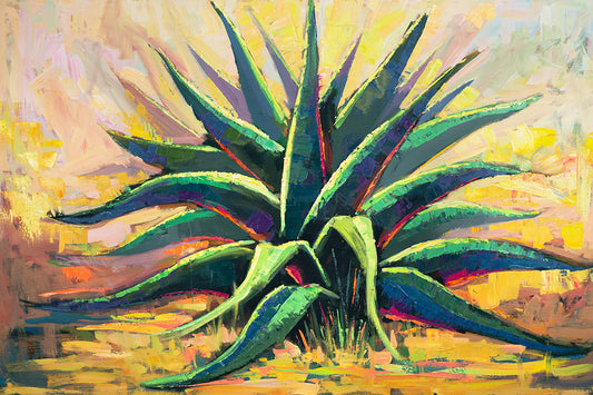 Large Acrylic Agave Plant Painting 
