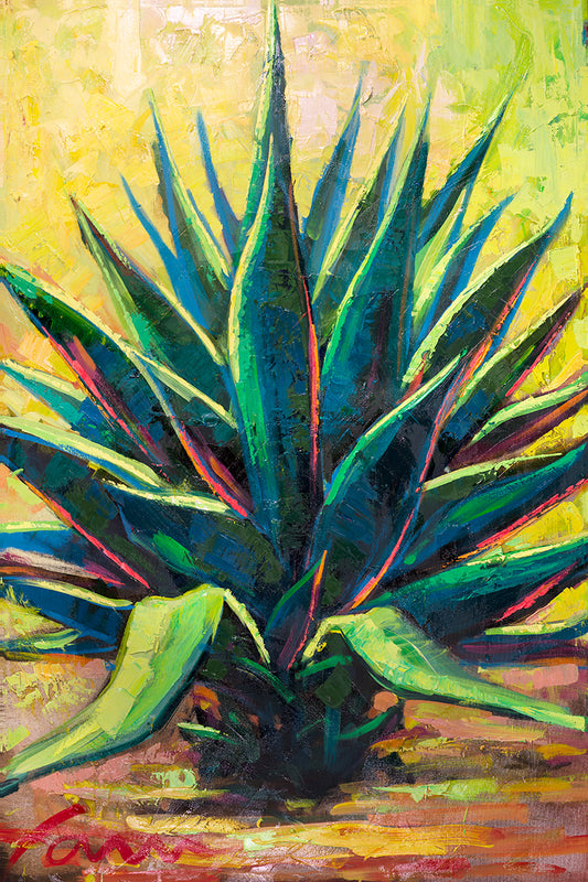 Arizona Landscape Green Agave Plants Painting