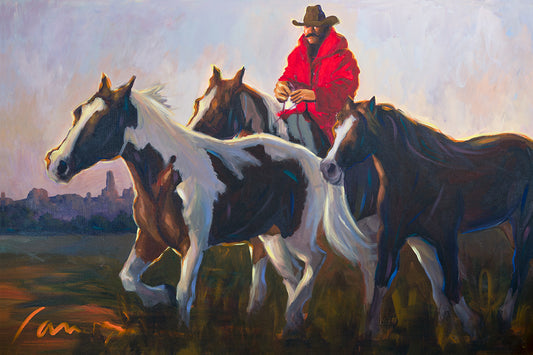 Cowboy On Horse Painting