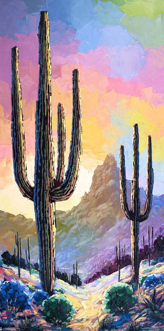 Desert Mountain Sunset Purple themed Art Prints
