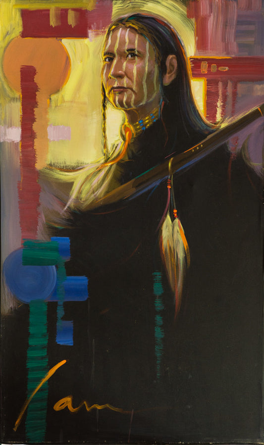 warrior painting-Indian warrior-native american warrior art-native american women art-southwest art-warrior painting on canvas-warrior art