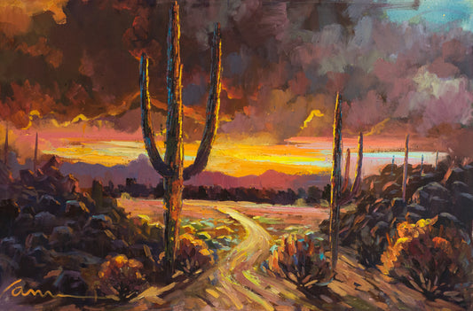Summer Sunset-Sunset Painting-sunset paintings on canvas-painting of sunset-beautiful sunset painting-famous sunset paintings-Arizona sunset painting-southwest art