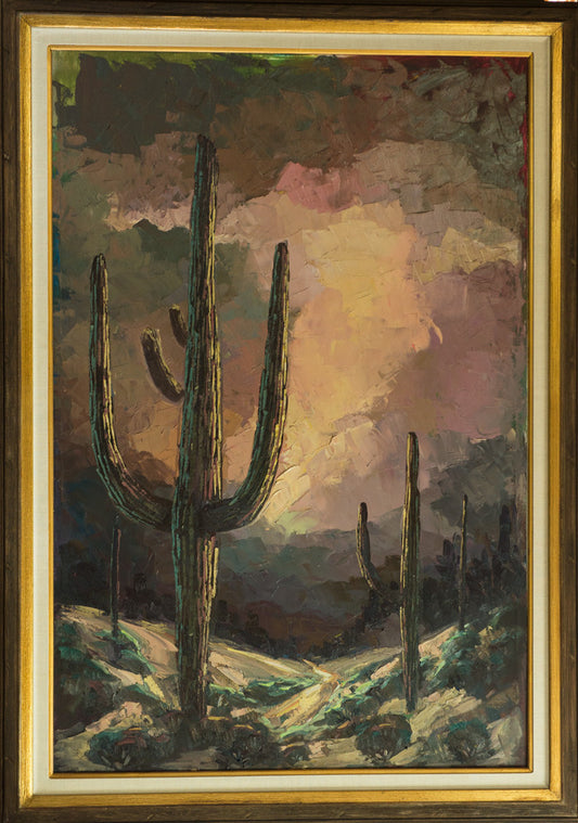 Moody sunset-sunset Painting-sunset paintings on canvas-painting of sunset-beautiful sunset painting-famous sunset paintings-Arizona sunset painting-southwest art-miguel camarena art-sunset wall art