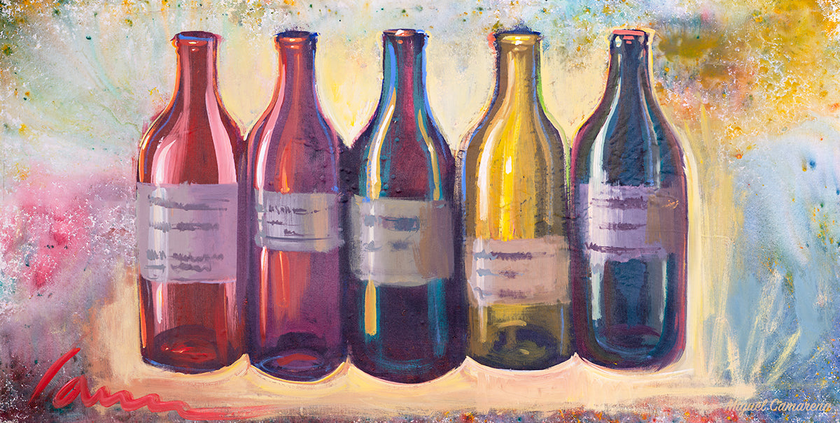 wine bottle painting still life