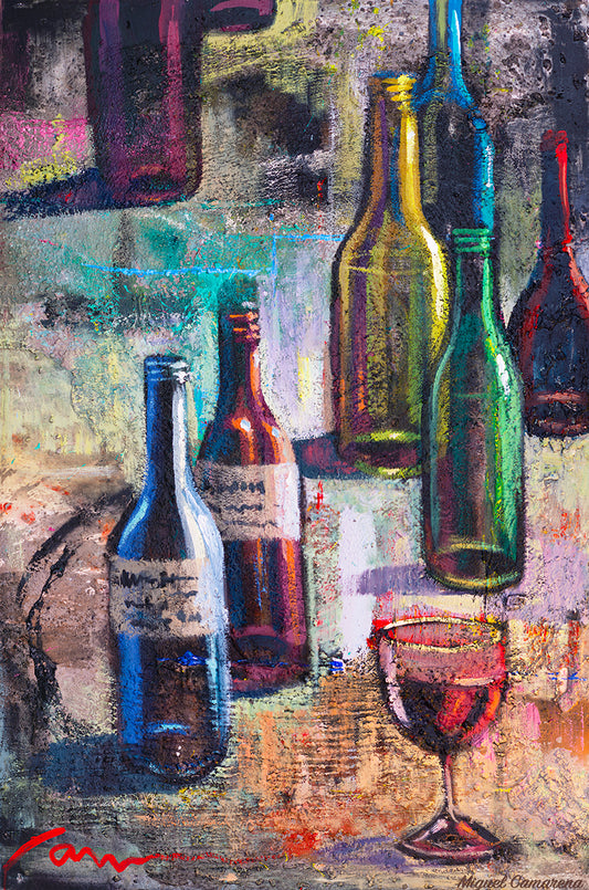 Antique Still Life Wine Bottle Oil Paintings