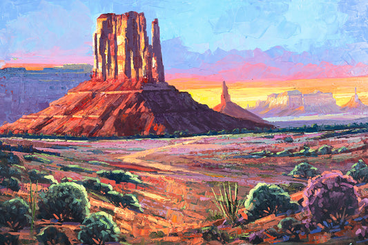Monument Valley desert landscape canvas painting by Miguel Camarena