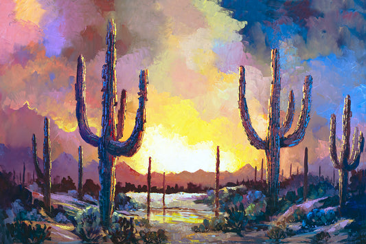 Dusk Till Dawn Painting, Desert Landscape Art Prints
