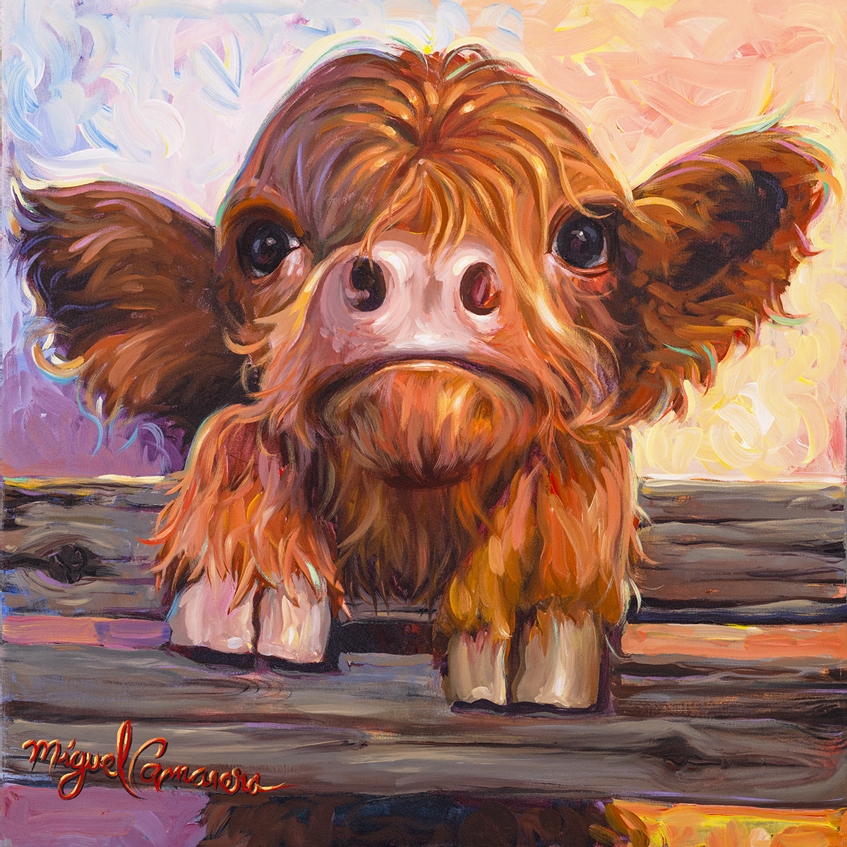 Baby Candy Highland Calf by Miguel Camarena | Cute Highland Cow Art