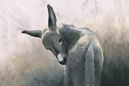 Minimalist painting of a burro inspired by Mexican culture and Southwestern style by Miguel Camarena