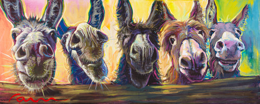 Colorful 5 Crazy Donkeys Painting