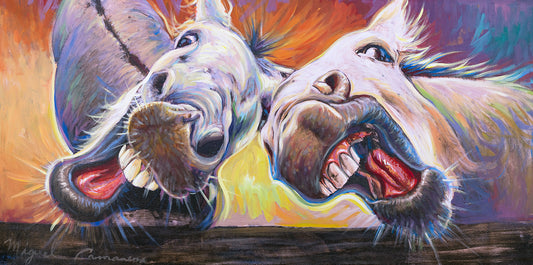 Colorful Zombie Donkey Pair On Canvas