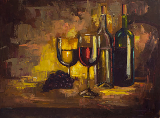 Wine Bottles paintings-Wine glass paintings-Cave Creek Paintings-Arizona Art Paintings-Wall Art Paintings-Southwest Art