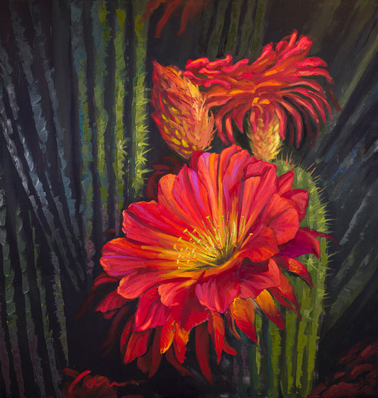 Cactus flower painting-cactus flower art-cactus flower wall art-southwest painting-native americans paintings-flower paintings