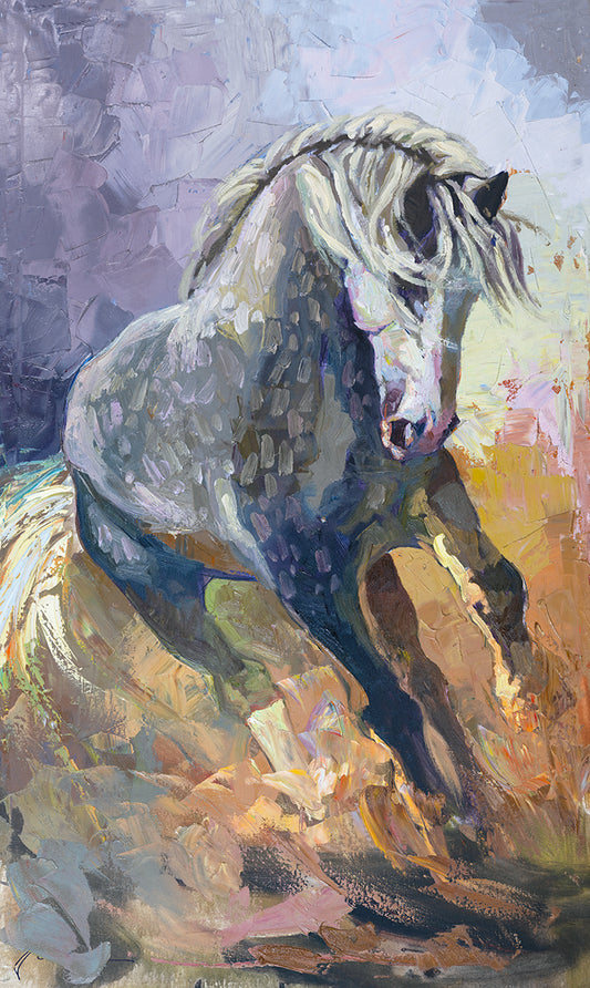 White horse oil painting