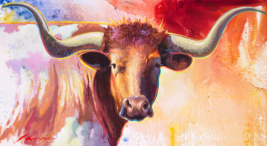 Longhorn Bull And Steer Painting