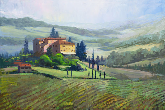 Tuscan beautiful original landscape-miguel camarena art gallery-tuscan wall art-southwest painting