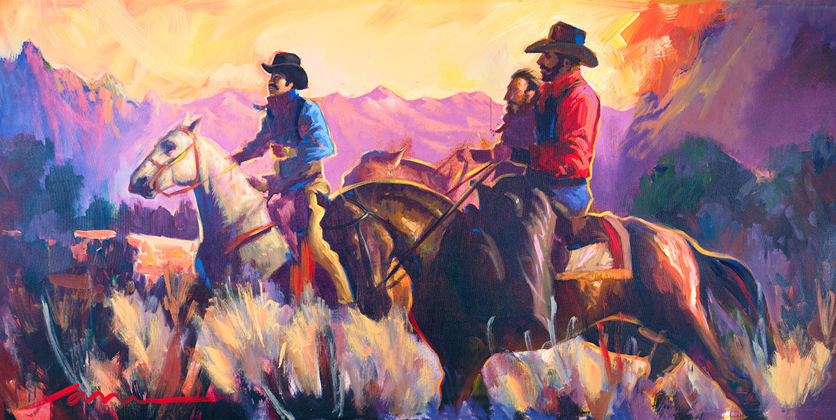 Cowboy Crossing by Miguel Camarena | Western Horse Canvas Art
