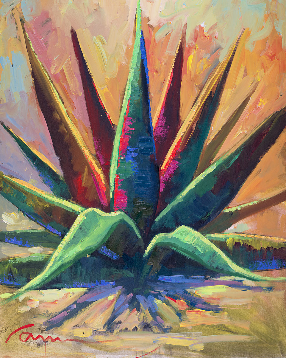 Agave Bliss: Succulent Plant Painting 24W x 36H